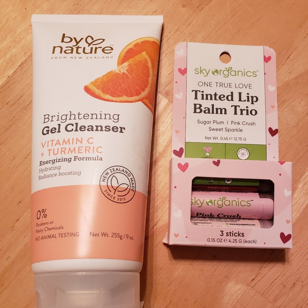 By Nature Gel Cleanser and Sky Organics lip balm